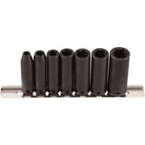 Socket Set, 7 Pcs, Impact, 1/4" Drive Size, Deep