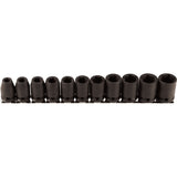 Socket Set, 11 Pcs, Impact, 3/8" Drive Size