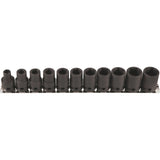 Thin Walled Socket Set, 11 Pcs, Impact, 3/8" Drive Size