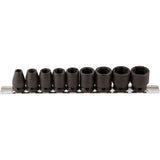Socket Set, 9 Pcs, Impact, 3/8" Drive Size