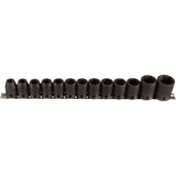 Socket Set, 13 Pcs, Impact, 1/2" Drive Size