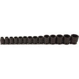 Socket Set, 14 Pcs, Impact, 1/2" Drive Size