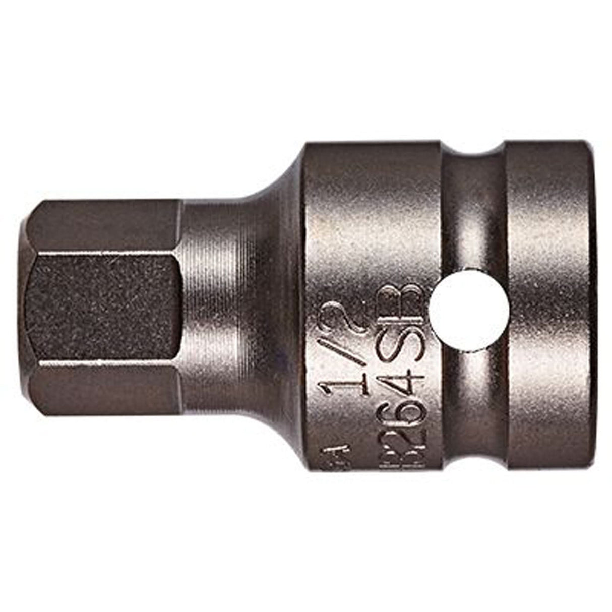 Socket Bit, Hex, 6 mm x 1-1/2" L, 1/2" Drive