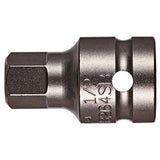 Socket Bit, Hex, 6 mm x 1-1/2" L, 1/2" Drive