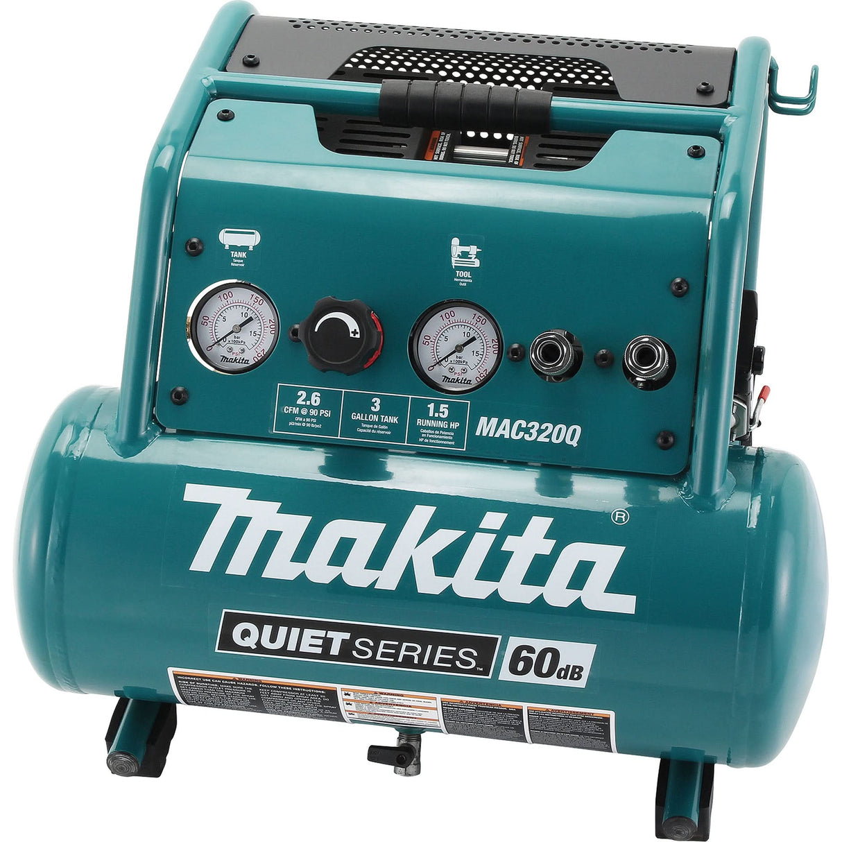 Quiet Series Air Compressor, Electric, 3 Gal (3.6 US Gal), 135 PSI, 120/1 V
