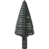 #12 Multi-Hole Step Drill Bit, 7/8" - 1-3/8" , 1/16" Increments, High Speed Steel
