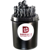 Drillco® USA Heavy-Duty Drill Pal Jobber Drill Bit Set, 29 Pieces, High Speed Steel