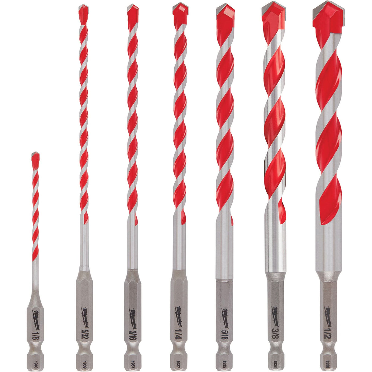 Large Shockwave™ Hammer Drill Bit Kit, 7 Pieces, Carbide