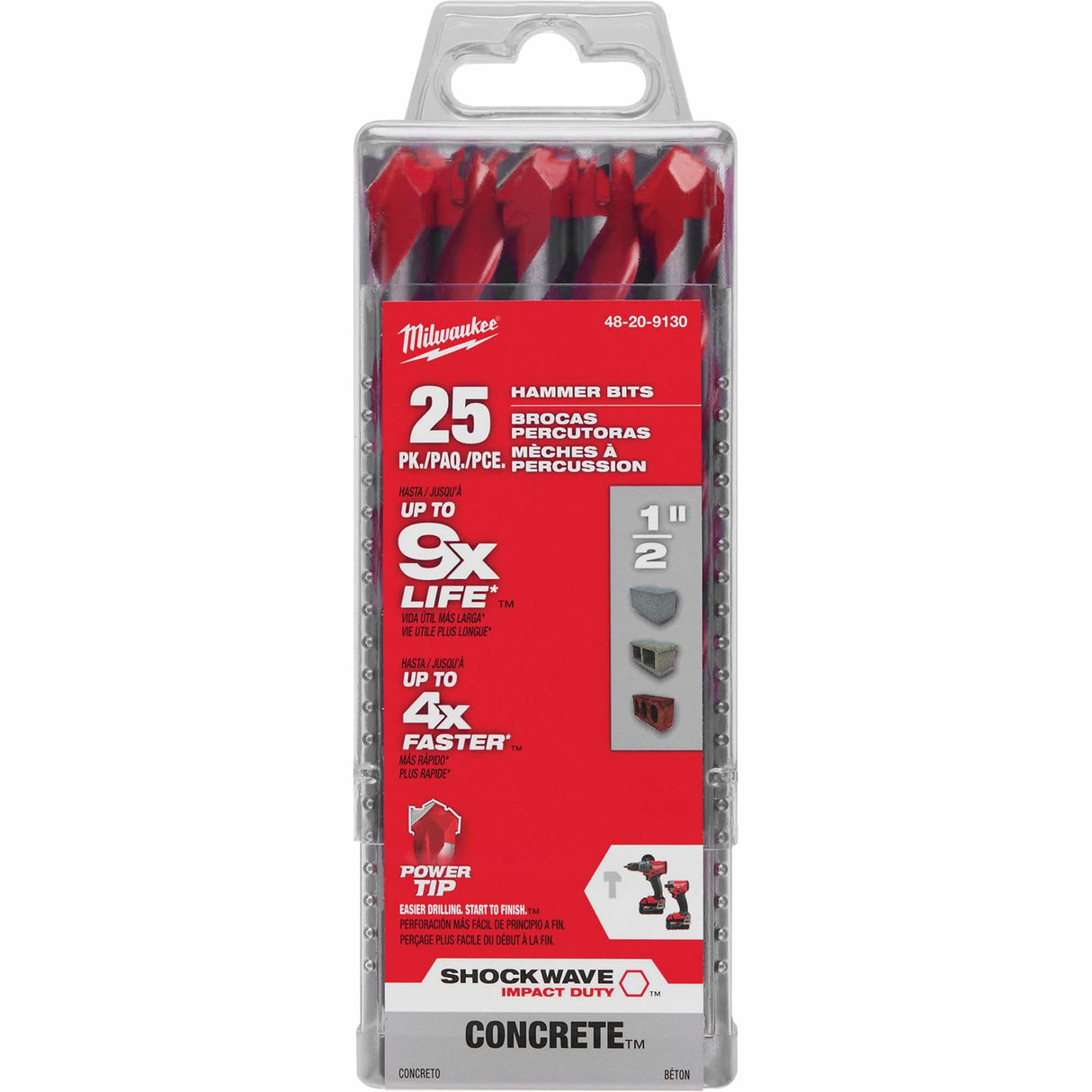 Shockwave™ Hammer Drill Bit, 1/2", Hex Shank, Carbide