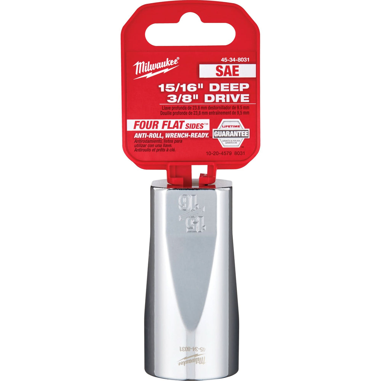 SAE Socket with Four Flat™ Sides, 15/16", 3/8" Drive, 6 Points, Deep