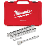 Metric & SAE FOUR FLAT™ Sides Ratchet & Socket Set, 29 Pcs, 3/8" Drive Size