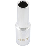 Chrome Socket, 7/16", 1/2" Drive, 12 Points, Deep