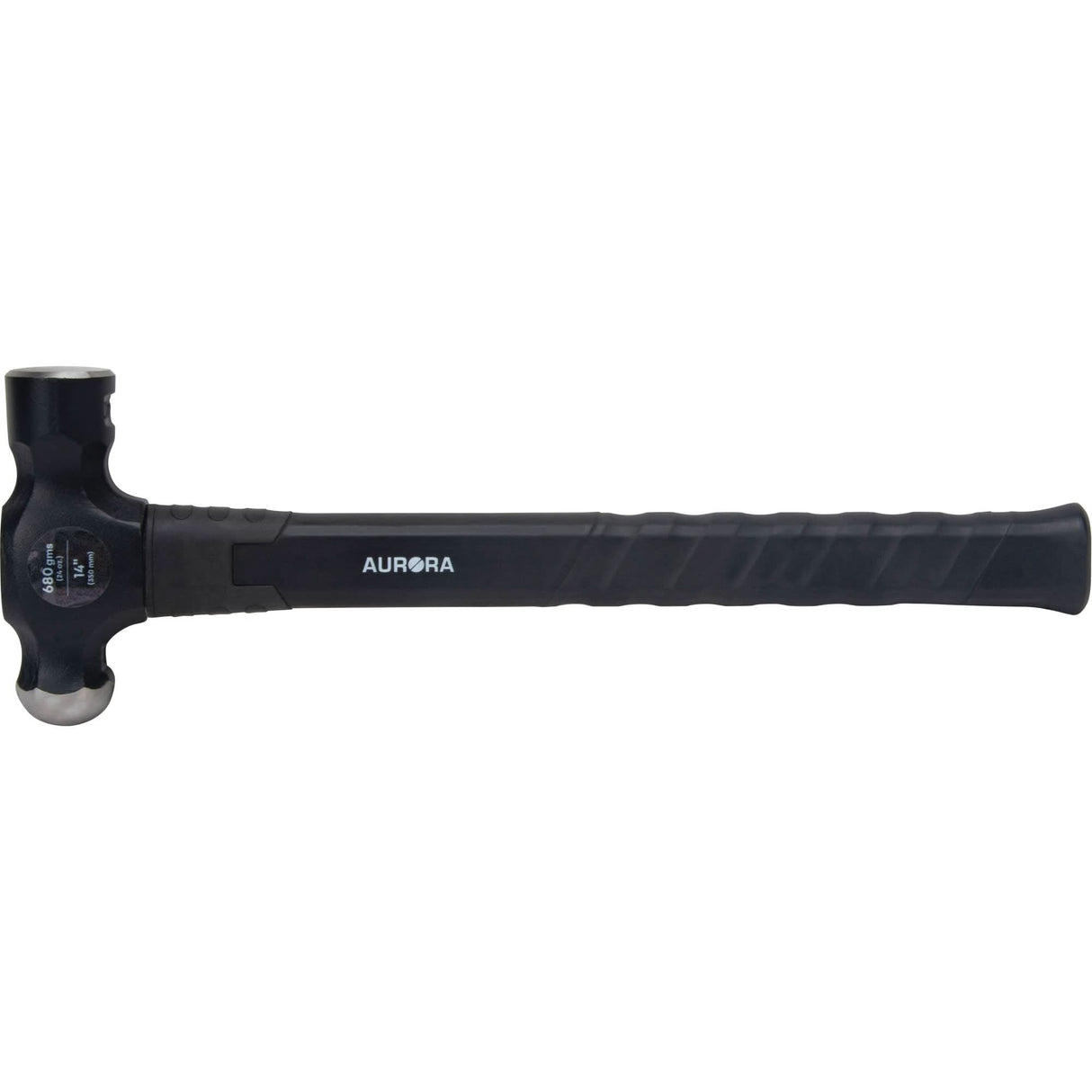 Ball Pein Hammer, 24 oz. Head Weight, Plain Face, Fibreglass Handle