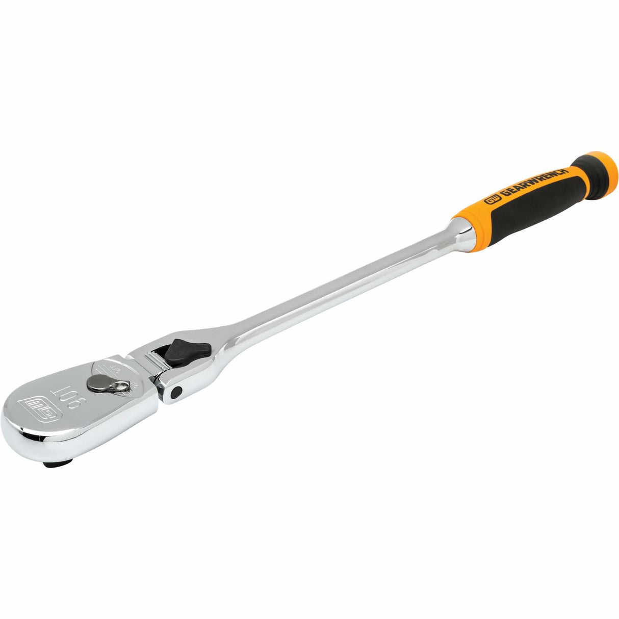 90-Tooth Dual Material Locking Flex Head Teardrop Ratchet