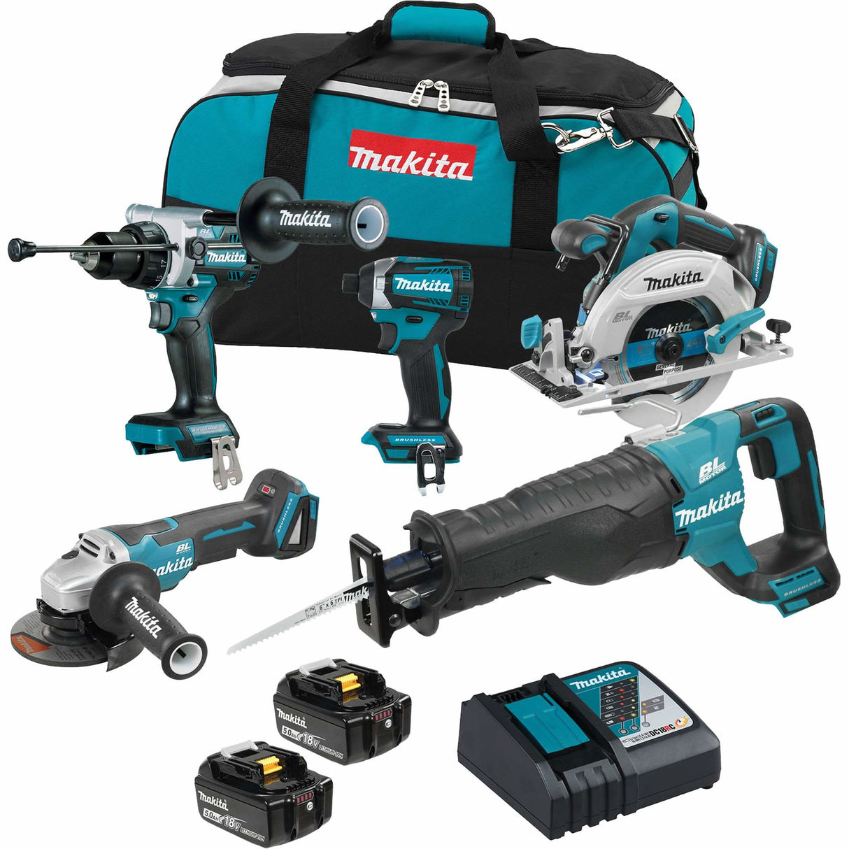 18V LXT Brushless 5 Tool Combo Kit, Lithium-Ion, 18 V