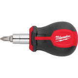 6-in-1 Stubby Multi-Bit Screwdriver, 3" L, Cushion Grip Handle