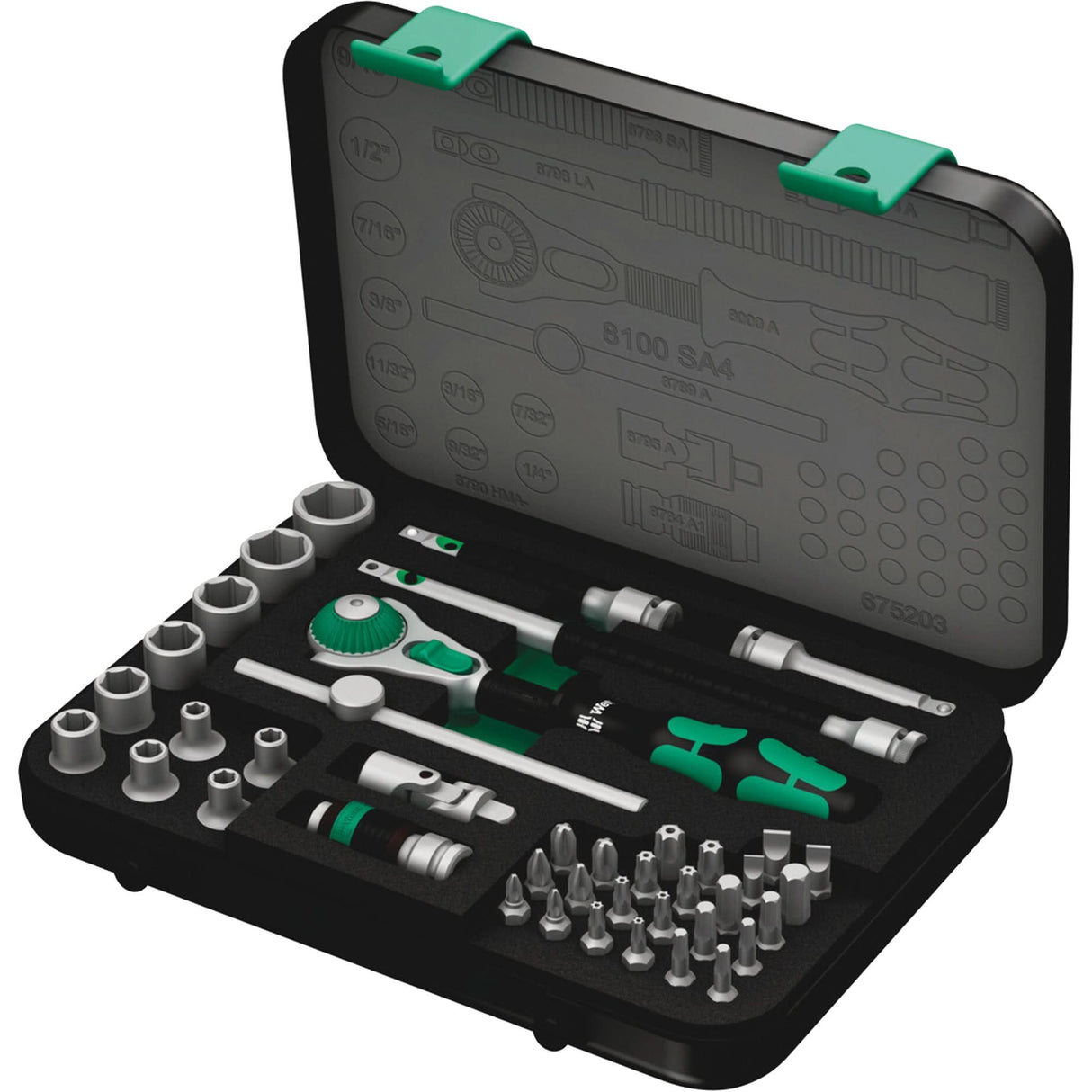 8100 SA 4 Zyklop Speed Ratchet Set, 41 Pcs, 1/4" Drive Size
