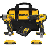 Brushless Compact Cordless 1/2" Hammer Drill & 1/4" Impact Driver Kit, Lithium-Ion, 20 V