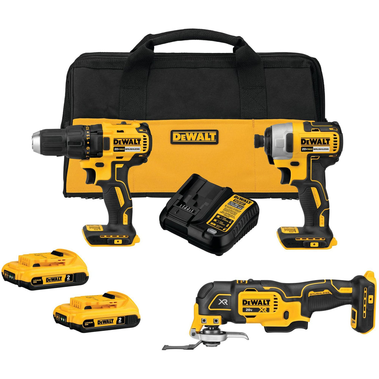 Brushless Cordless 3-Tool Combo Kit, Lithium-Ion, 20 V