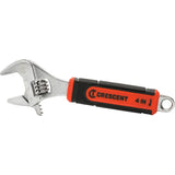 Adjustable Wrench with Quick-Fit Jaw, 4" L, 9/16"/14 mm Max Width, Chrome