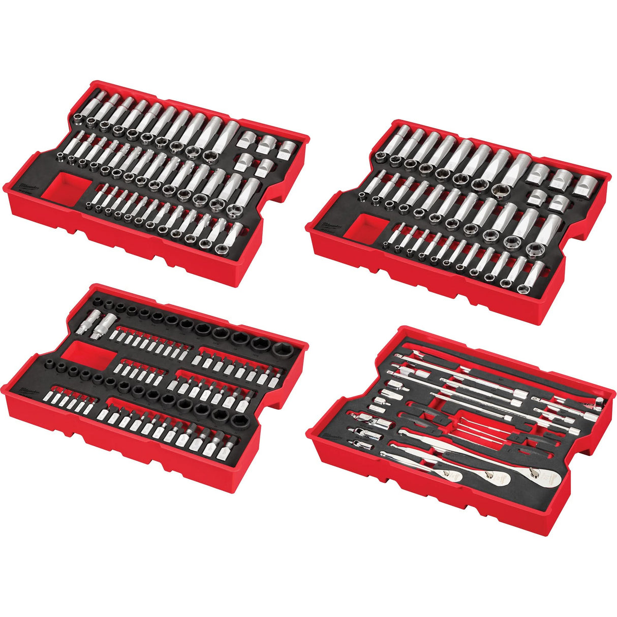Metric & SAE Ratchet & Socket Set with Trays for PACKOUT™ Drawers, 242 Pcs, Impact, 1/2"/1/4"/3/8" Drive Size, Deep