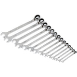 90-Tooth 12 Point SAE Reversible Ratcheting Wrench Set