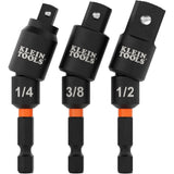 Swivel Impact Driver Socket Adapter Set, 1/4" Drive Size, Ball, 2-17/20" L