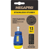 13-in-1 Stubby Screwdriver, 4-1/2" L, Plastic Handle