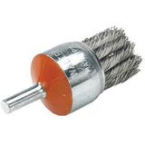 Mounted Knot-Twisted Wire Brush, 1-1/8" Dia., 0.02" Wire Dia., 1/4" Shank
