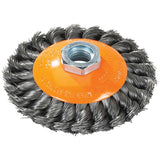 Knot-Twisted Saucer Cup Wire Wheel, 7" Dia., 0.02" Fill, 5/8"-11 Arbor, Steel