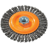 Stringer Bead Knotted Wire Brush, 5" Dia., 0.02" Fill, 5/8"-11 Arbor, Steel