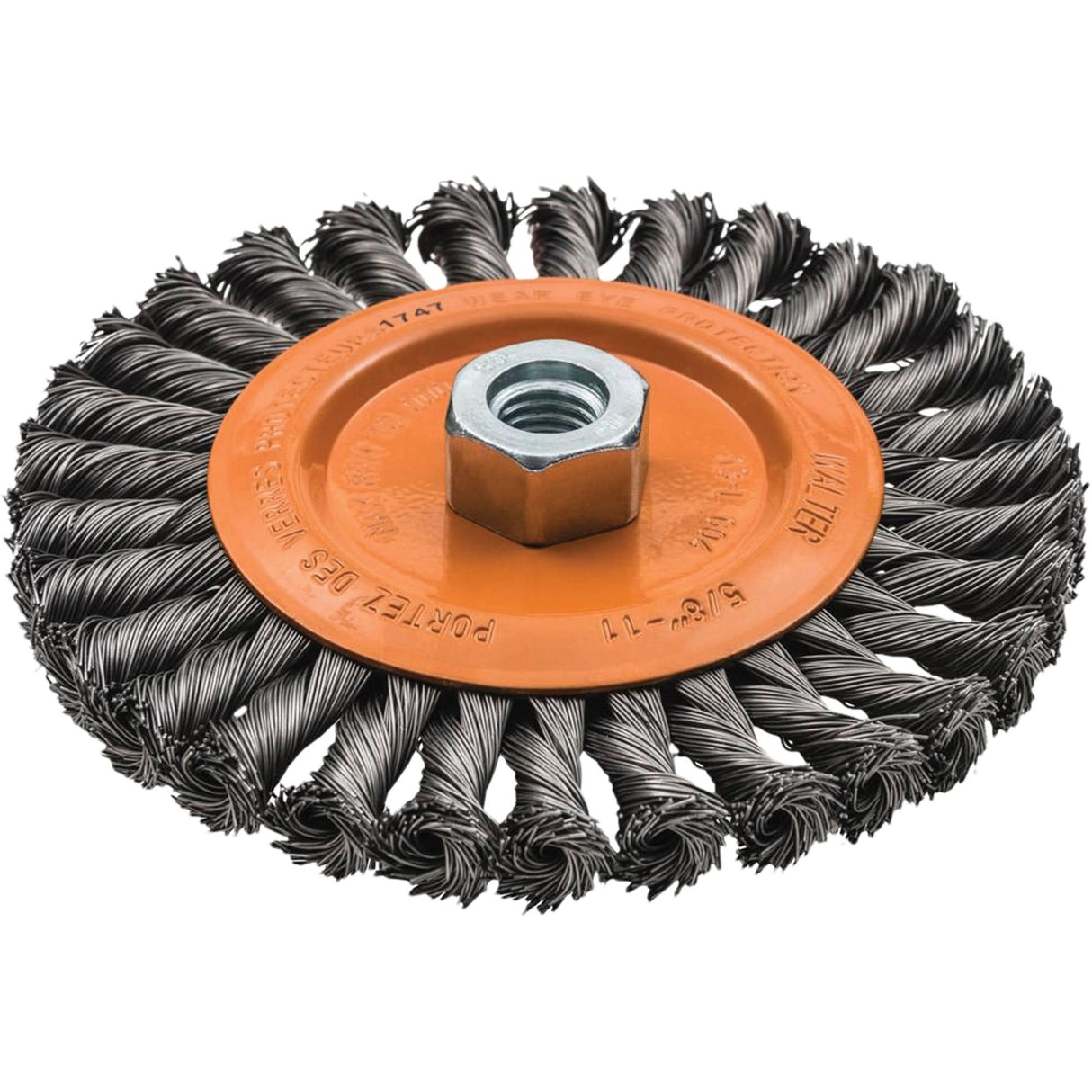 Wide Knotted Wire Wheel Brush, 5/8"-11 Arbor, Steel