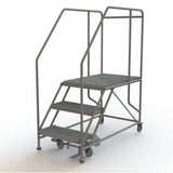 Mobile Work Platform, Steel, 3 Steps, 30" H, 35" D, 24" Step, Serrated