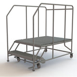 Mobile Work Platform, Steel, 2 Steps, 20" H, 48" D, 36" Step, Serrated