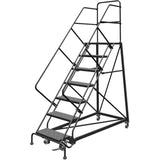 Safety Slope Rolling Ladder, 7 Steps, Perforated, 50° Incline, 70" High