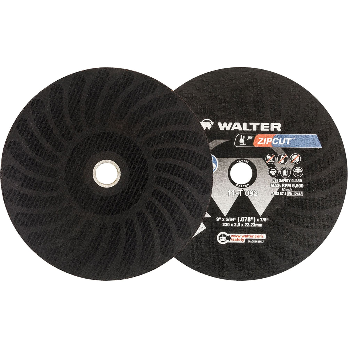 Zipcut™ Reinforced Cut-Off Wheels, 9" x 5/64", 7/8" Arbor, Type 1, Aluminum Oxide, 6600 RPM