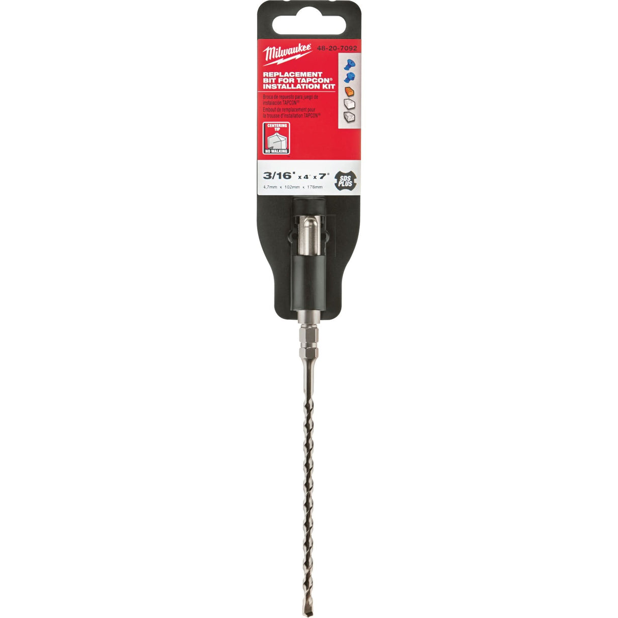 2-Cutter Masonry Drill Bit, 3/16", SDS-Plus Shank, Carbide
