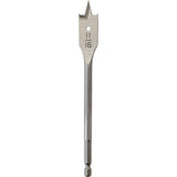 Flat Boring Bit, 11/16" Diameter, 1/4" Hex Shank, 6-1/8" Length