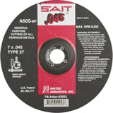 Depressed Center Cut-Off Wheel, 7" x 0.045", 7/8" Arbor, Type 27, Aluminum Oxide, 8500 RPM