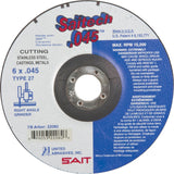 Cut-Off Wheel, 6" x 0.045", 7/8" Arbor, Type 27, Aluminum Oxide/Ceramic, 10200 RPM