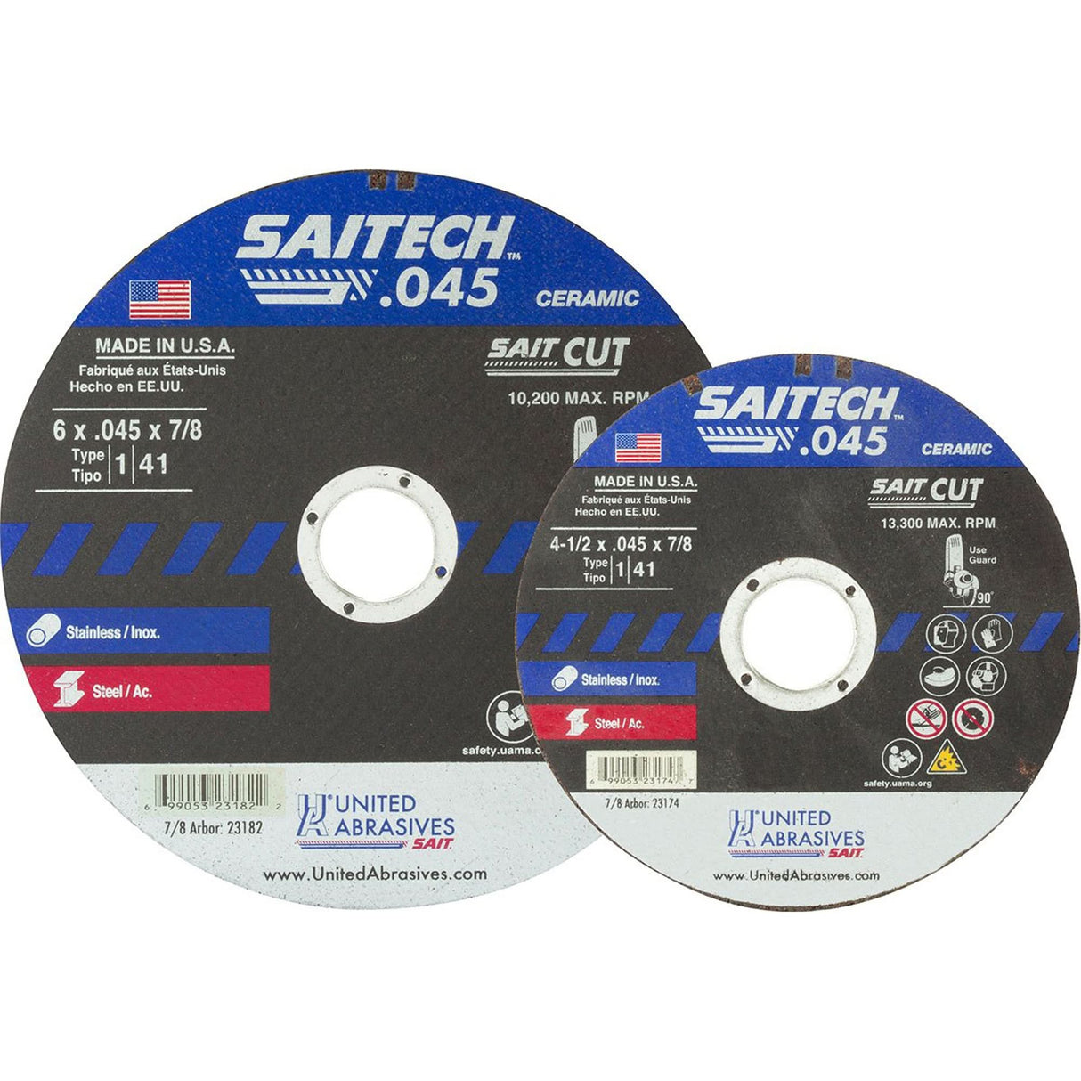 Cut-Off Wheel, 17" x 0.045", 5/8" Arbor, Type 1, Aluminum Oxide/Ceramic, 8500 RPM