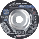 Depressed Centre Grinding Wheels - Stainless Type 27, 5" x 1/8", 7/8" Arbor, Type 27