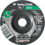 Aluminium Depressed Centre Grinding Wheels, 5" x 1/4", 7/8" Arbor, Type 27
