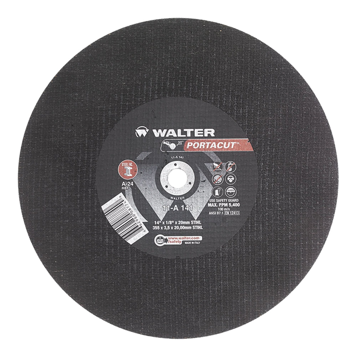 Portacut™ High Speed Cut-Off Wheel, 14" x 1/8", 3/4" Arbor, Type 1, Aluminum Oxide, 5400 RPM