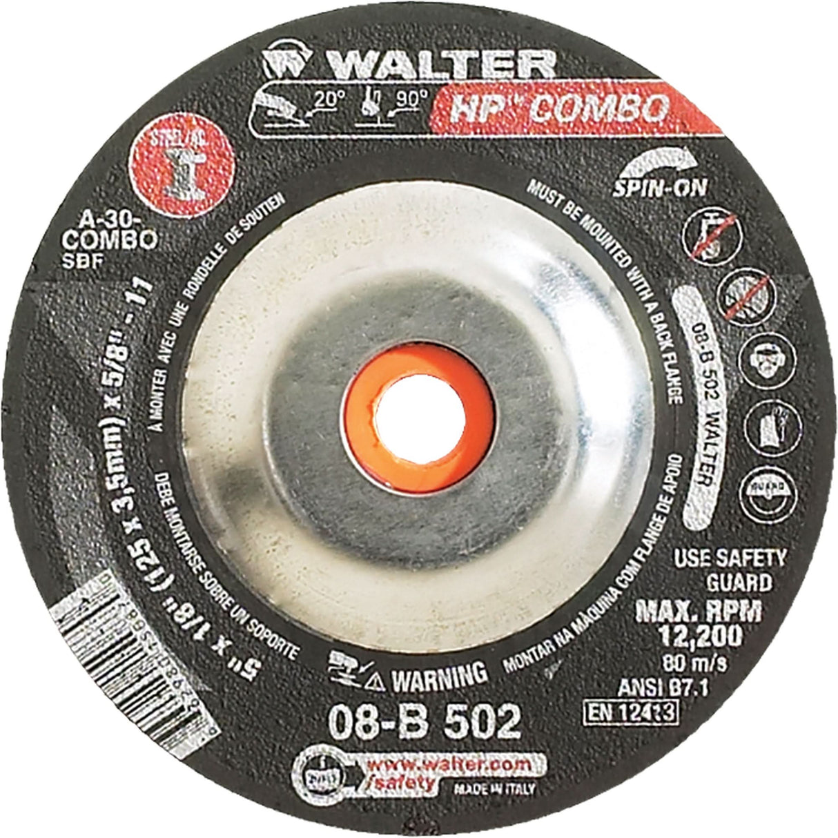HP Combo™ Spin-On Combination Wheel, 5" x 1/8", 5/8"-11 Arbor, Type 27S