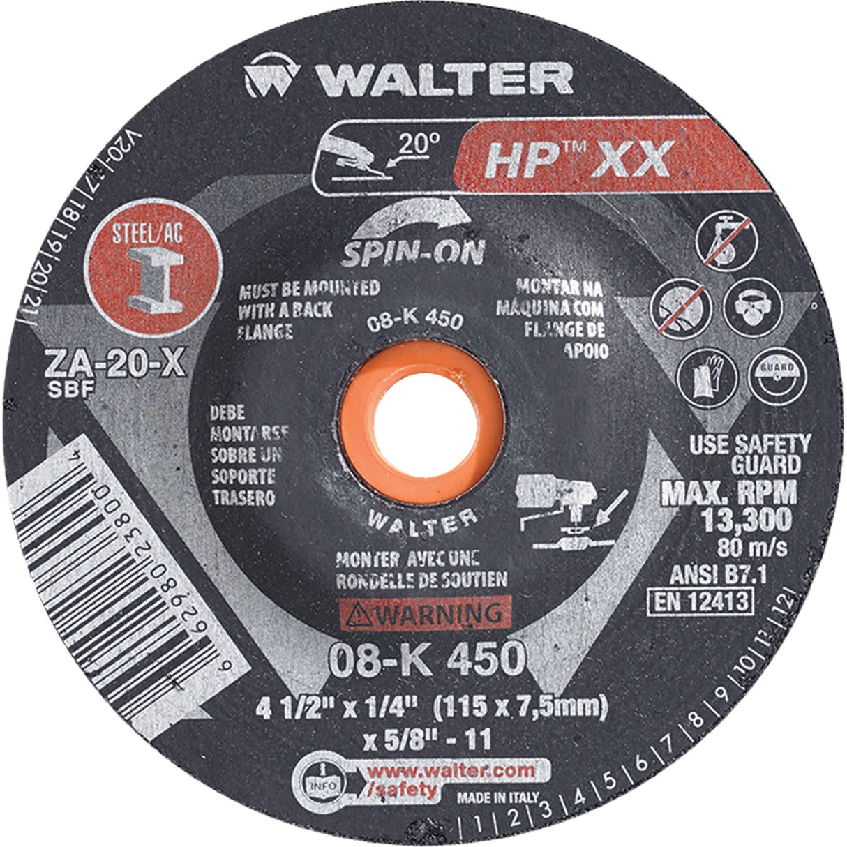 Double-X™ Depressed Centre Grinding Wheel, 4-1/2" x 1/4", 5/8"-11 Arbor, Type 27S