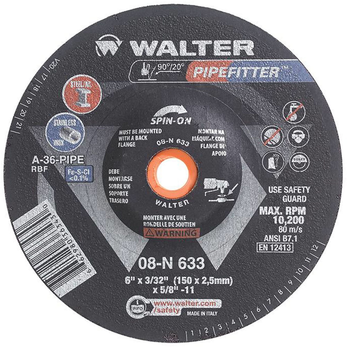 PIPEFITTER™ Grinding Wheel, 6" x 3/32", Aluminum Oxide, Type 27