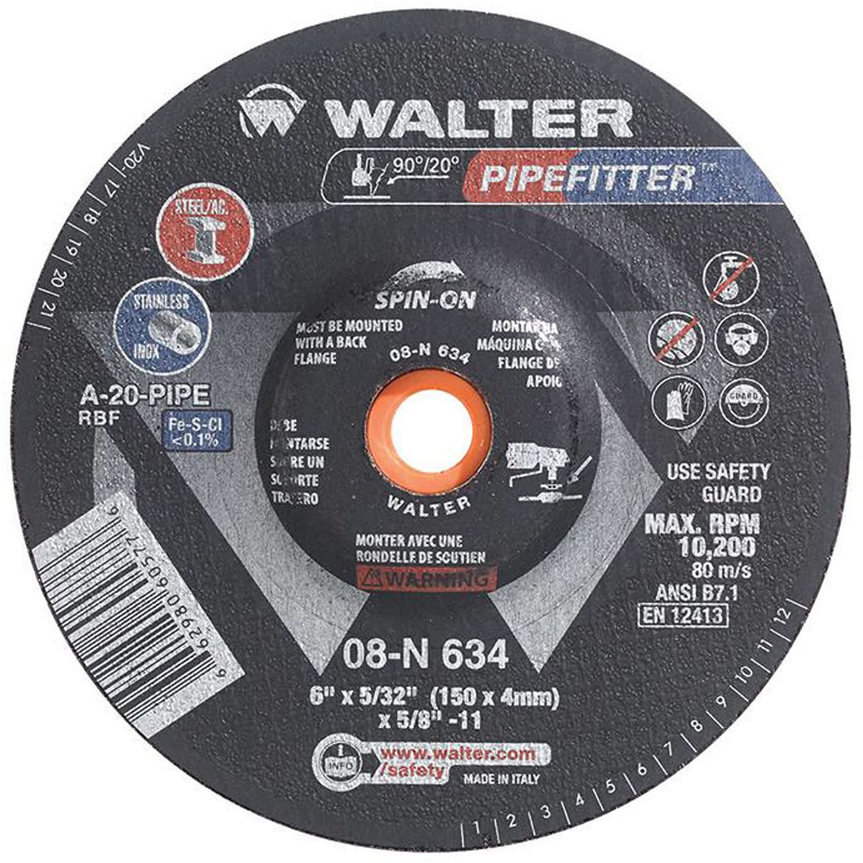 PIPEFITTER™ Grinding Wheel, 6" x 5/32", Aluminum Oxide, Type 27