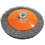 Saucer Crimped Wire Wheel, 4" Dia., 0.012" Fill, 5/8"-11 Arbor