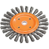 Knot-Twisted Wire Bench Wheel, 6" Dia., 0.0118" Fill, 5/8" Arbor, Steel